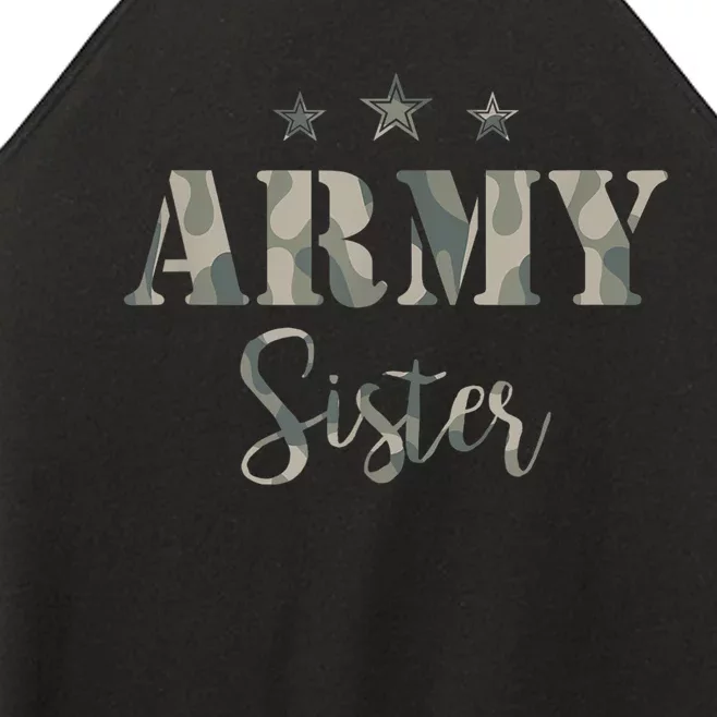 Funny Proud Army Sister Gift Camouflage Shirt Army Sister Gift Women’s Perfect Tri Rocker Tank