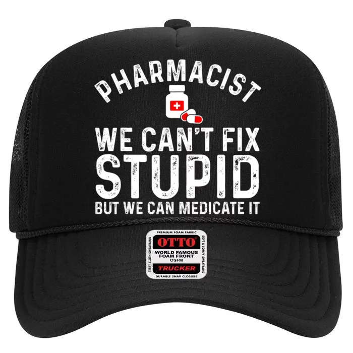 Funny Pharmacy Art Pharmacy Tech Pharmacist High Crown Mesh Trucker Hat