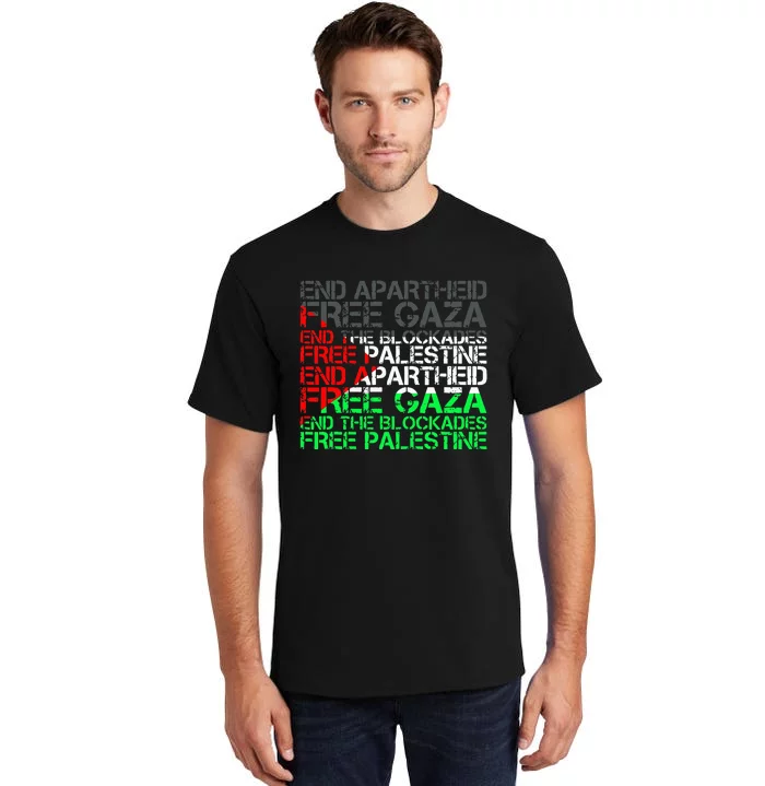 Free Palestine Arabic Palestine Gaza Jerusalem Support Flag Tall T-Shirt