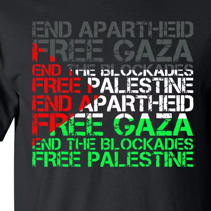 Free Palestine Arabic Palestine Gaza Jerusalem Support Flag Tall T-Shirt