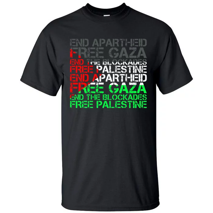 Free Palestine Arabic Palestine Gaza Jerusalem Support Flag Tall T-Shirt