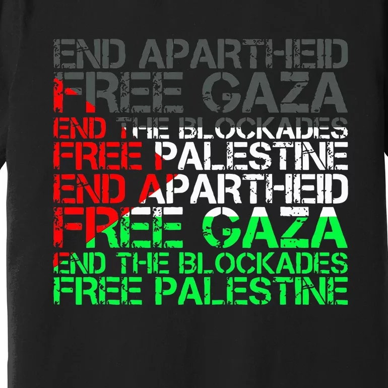 Free Palestine Arabic Palestine Gaza Jerusalem Support Flag Premium T-Shirt