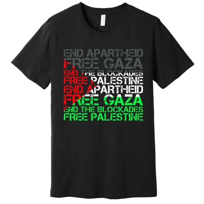 Free Palestine Arabic Palestine Gaza Jerusalem Support Flag Premium T-Shirt