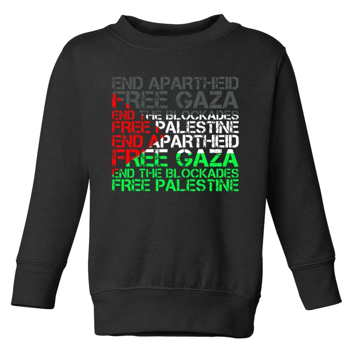 Free Palestine Arabic Palestine Gaza Jerusalem Support Flag Toddler Sweatshirt