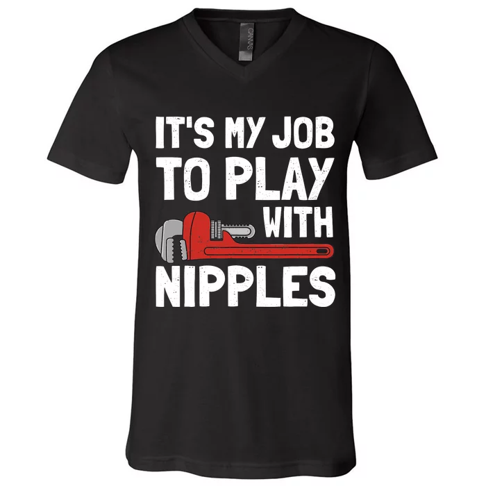 Funny Plumber Art For Steamfitter Plumbing Tools V-Neck T-Shirt