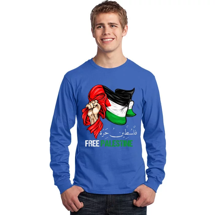 Free Palestine Arabic Palestine Flag Tall Long Sleeve T-Shirt