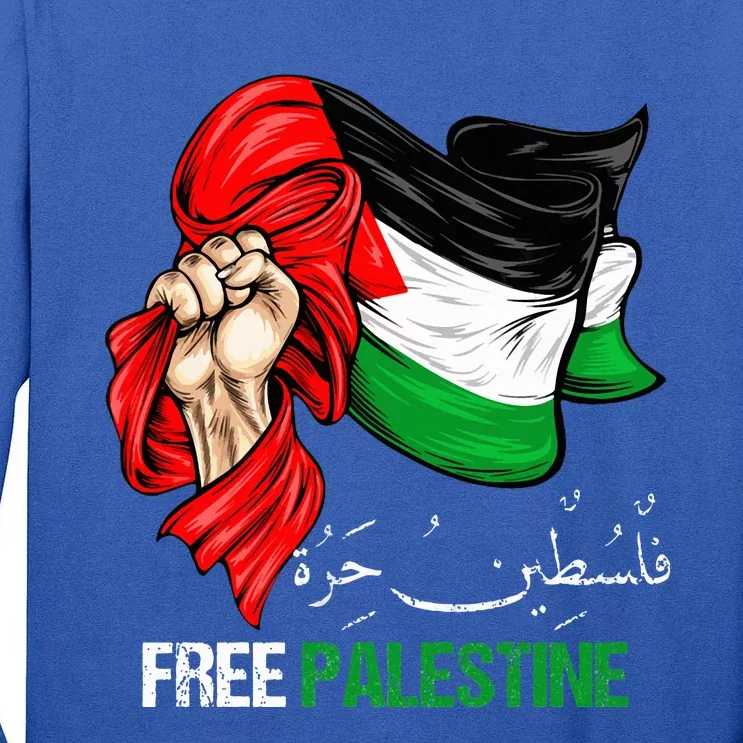 Free Palestine Arabic Palestine Flag Tall Long Sleeve T-Shirt