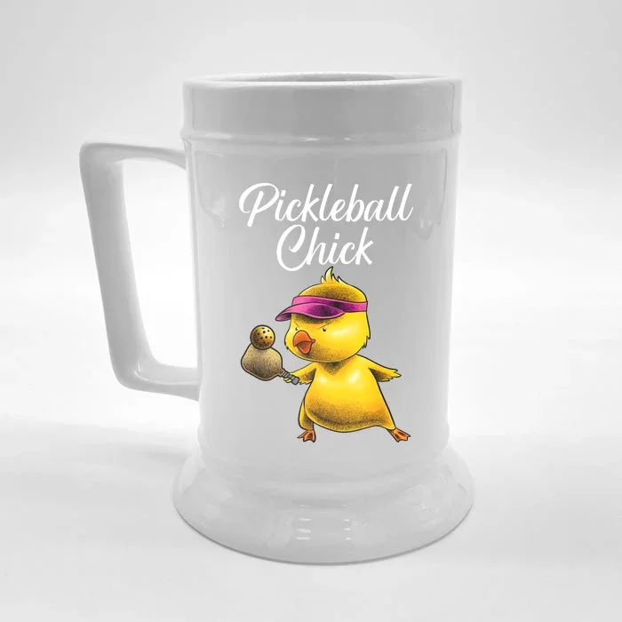 Funny Pickleball Art For Women Girl Paddle Sport Chick Lover Front & Back Beer Stein