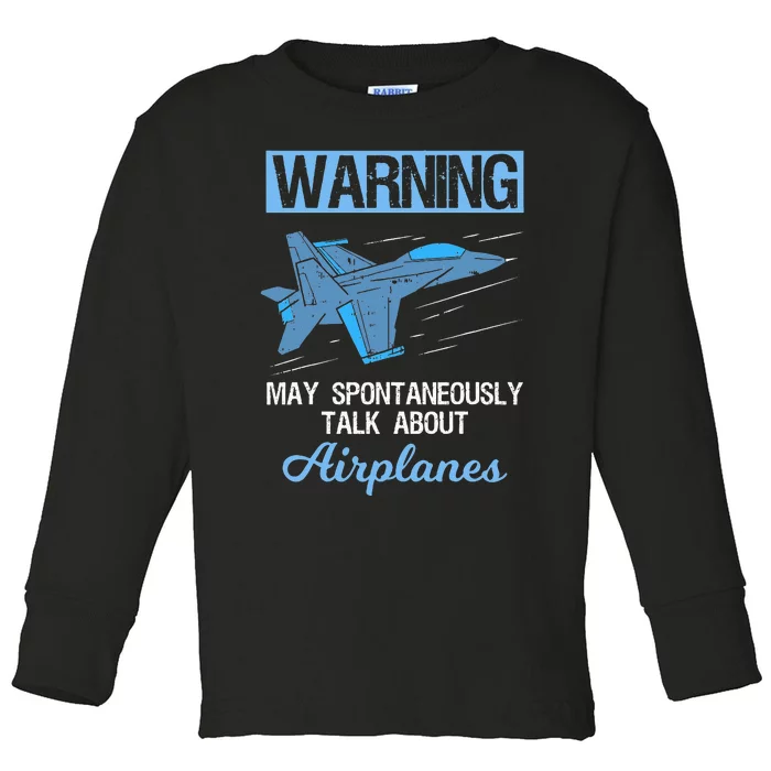 Funny Pilot Aviation Jet Fighter Aeroplane Plane Toddler Long Sleeve Shirt