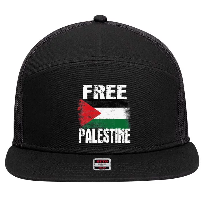 Free Palestine Arabic Big Palestine Flag Free Gaza 7 Panel Mesh Trucker Snapback Hat