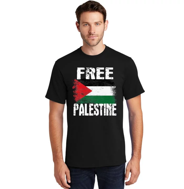 Free Palestine Arabic Big Palestine Flag Free Gaza Tall T-Shirt