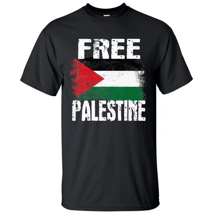 Free Palestine Arabic Big Palestine Flag Free Gaza Tall T-Shirt