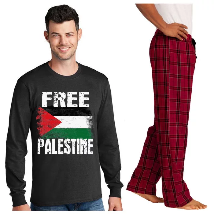 Free Palestine Arabic Big Palestine Flag Free Gaza Long Sleeve Pajama Set