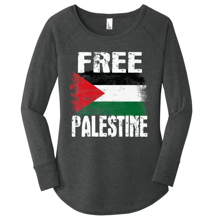 Free Palestine Arabic Big Palestine Flag Free Gaza Women's Perfect Tri Tunic Long Sleeve Shirt