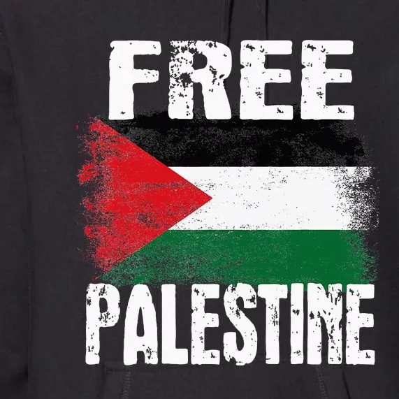 Free Palestine Arabic Big Palestine Flag Free Gaza Premium Hoodie