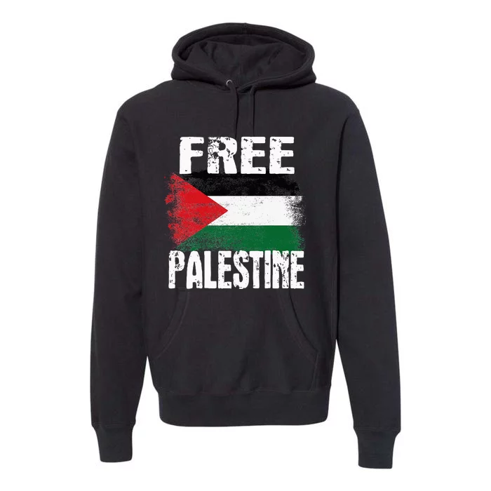 Free Palestine Arabic Big Palestine Flag Free Gaza Premium Hoodie