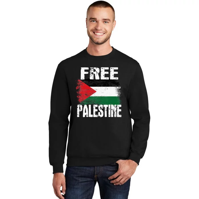 Free Palestine Arabic Big Palestine Flag Free Gaza Tall Sweatshirt