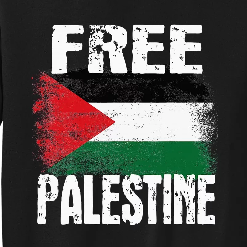 Free Palestine Arabic Big Palestine Flag Free Gaza Tall Sweatshirt