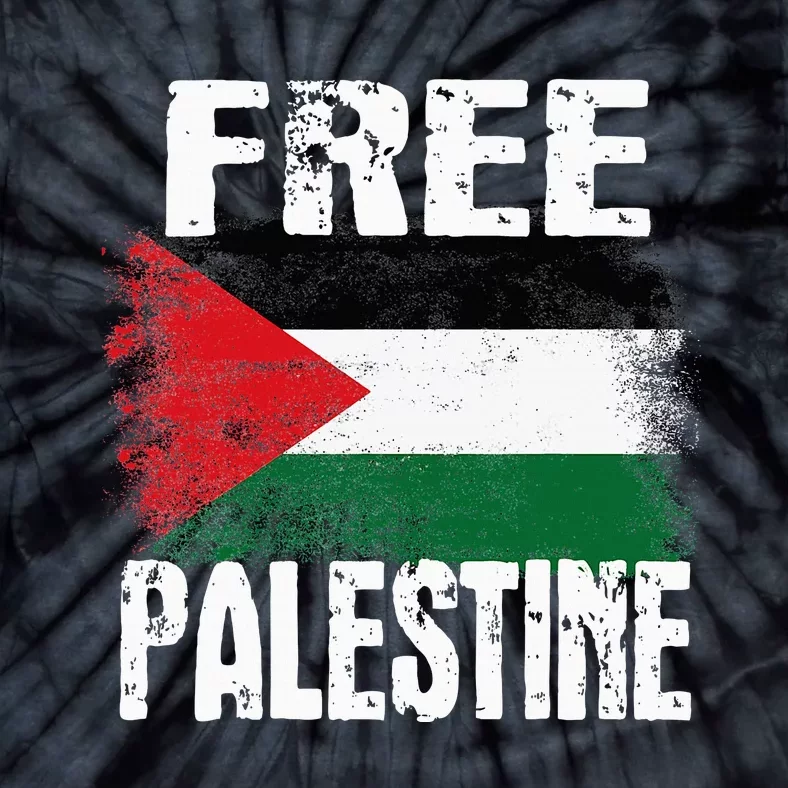 Free Palestine Arabic Big Palestine Flag Free Gaza Tie-Dye T-Shirt