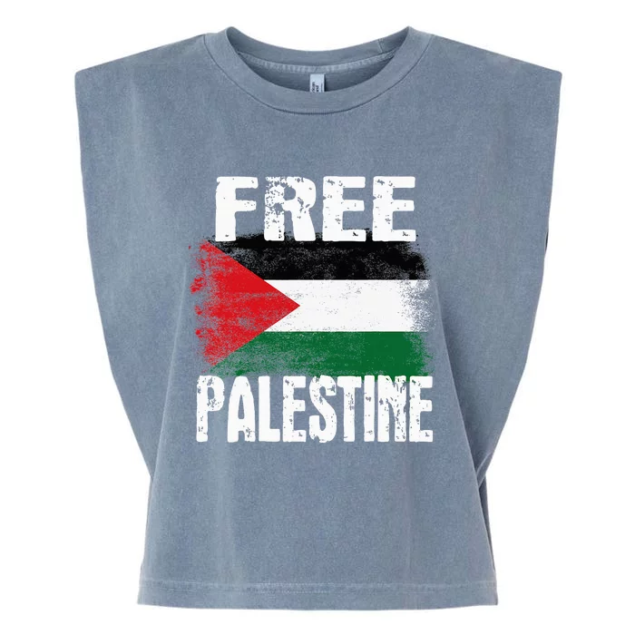 Free Palestine Arabic Big Palestine Flag Free Gaza Garment-Dyed Women's Muscle Tee