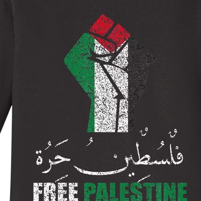 Free Palestine Arabic Support Palestine And Gaza Jerusalem Baby Long Sleeve Bodysuit