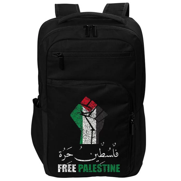 Free Palestine Arabic support Palestine and Gaza Jerusalem Impact Tech Backpack