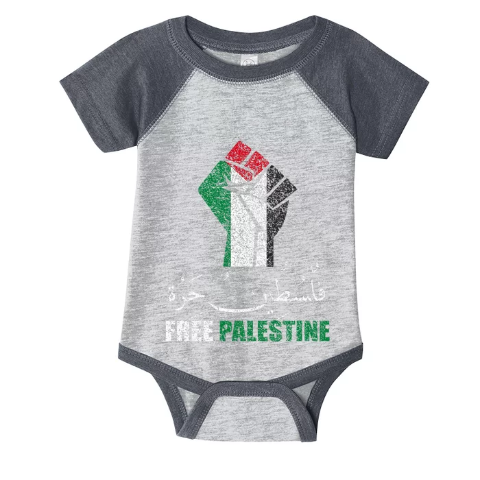 Free Palestine Arabic support Palestine and Gaza Jerusalem Infant Baby Jersey Bodysuit