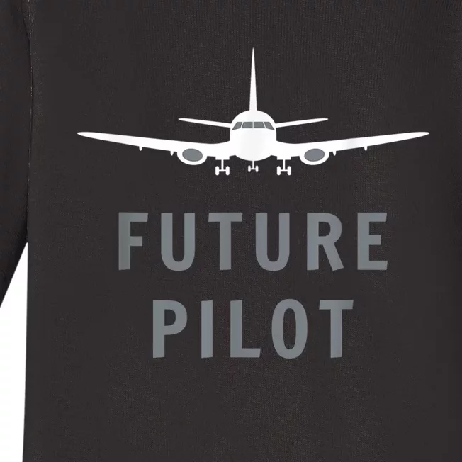 Future Pilot Airplane Pilot Aviation Gift Baby Long Sleeve Bodysuit