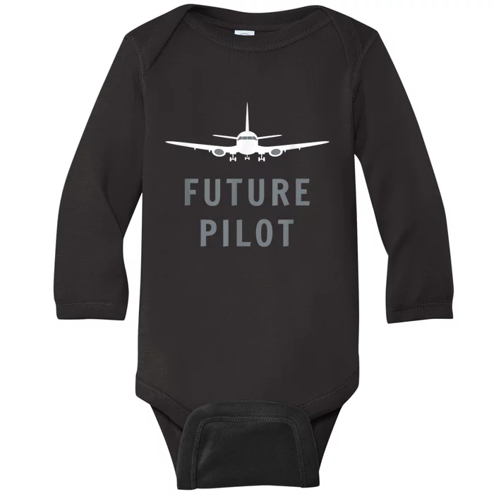 Future Pilot Airplane Pilot Aviation Gift Baby Long Sleeve Bodysuit