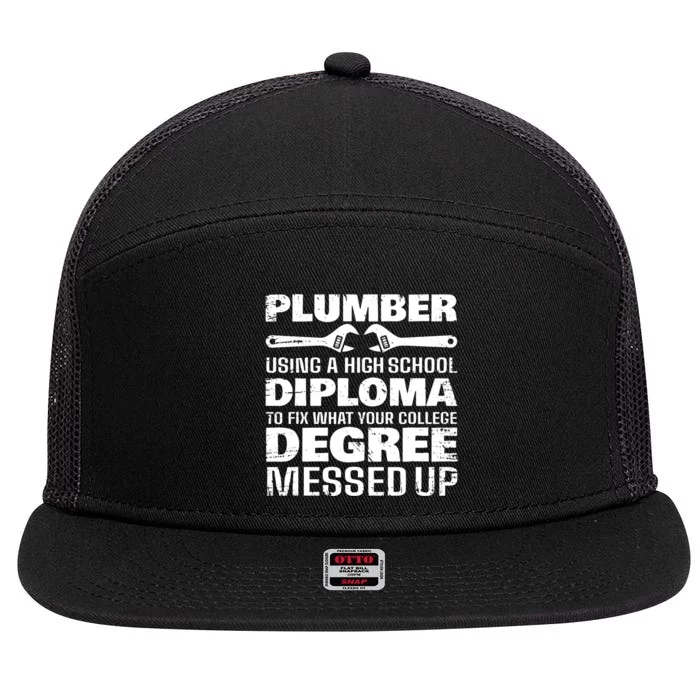 Funny Plumber Art For Pipefitter Pipe Plumber 7 Panel Mesh Trucker Snapback Hat