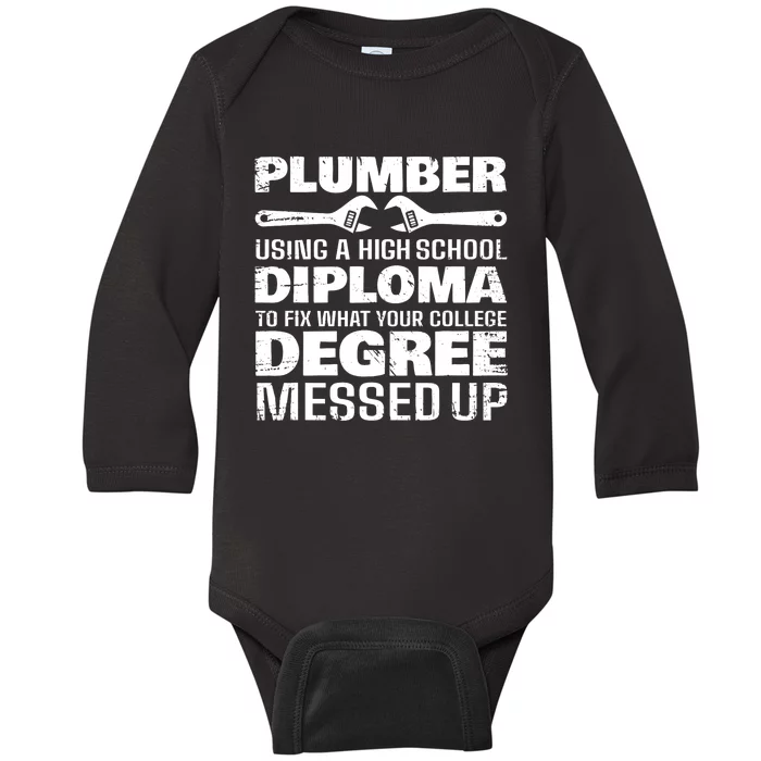 Funny Plumber Art For Pipefitter Pipe Plumber Baby Long Sleeve Bodysuit