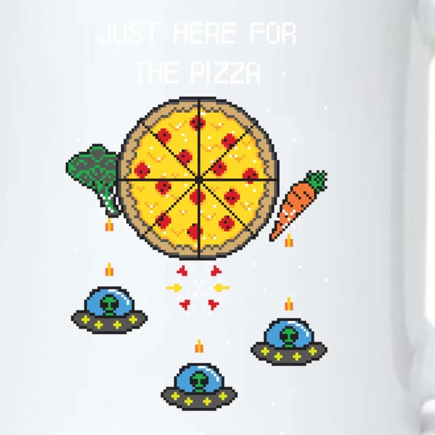 Funny Pixel Arcade Game Alien Just Here For The Pizza Cute Gift Black Color Changing Mug