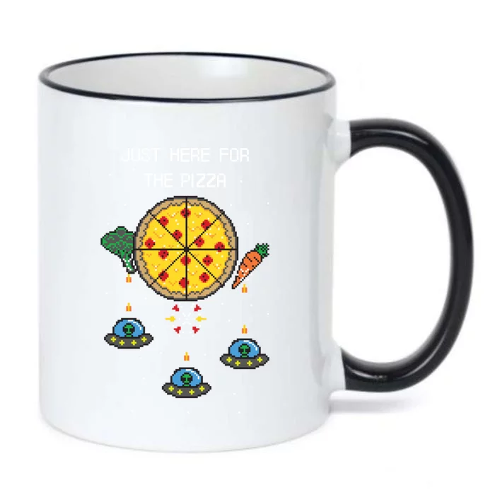 Funny Pixel Arcade Game Alien Just Here For The Pizza Cute Gift Black Color Changing Mug