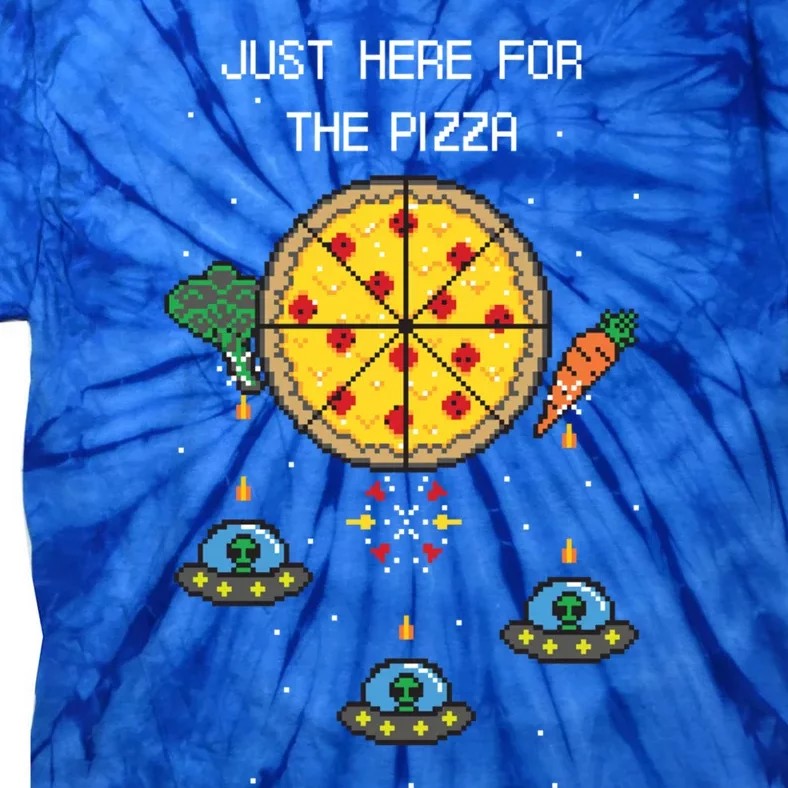 Funny Pixel Arcade Game Alien Just Here For The Pizza Cute Gift Tie-Dye T-Shirt