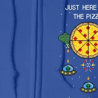 Funny Pixel Arcade Game Alien Just Here For The Pizza Cute Gift Full Zip Hoodie