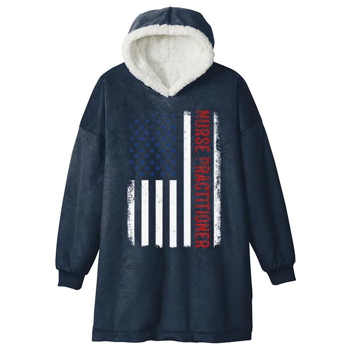 Funny Patriotic American Flag 4th Of July Nurse Practitioner Hooded Wearable Blanket