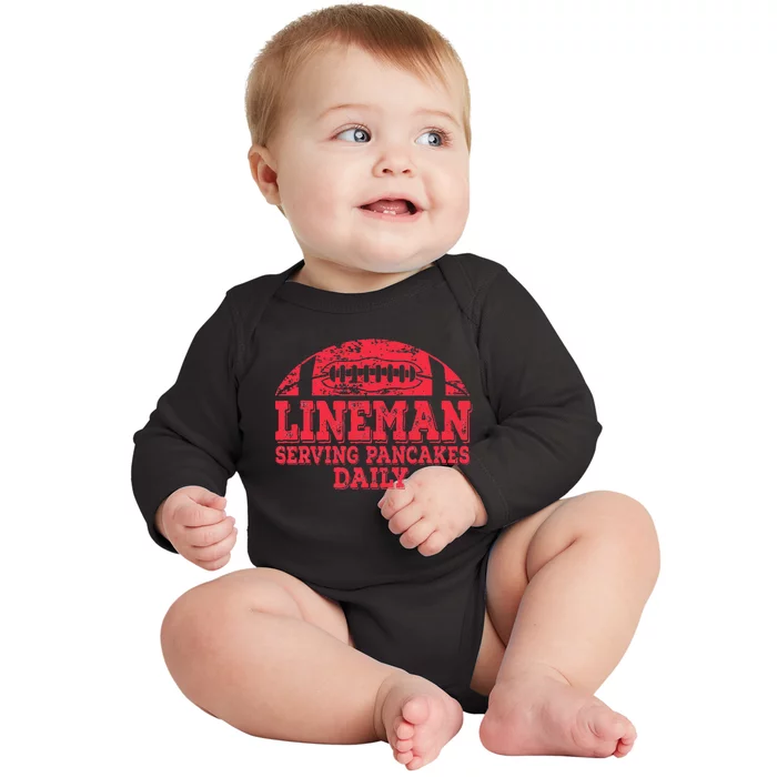 Football Pancake And Football Lineman Baby Long Sleeve Bodysuit