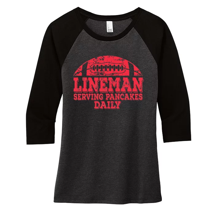 Football Pancake And Football Lineman Women's Tri-Blend 3/4-Sleeve Raglan Shirt