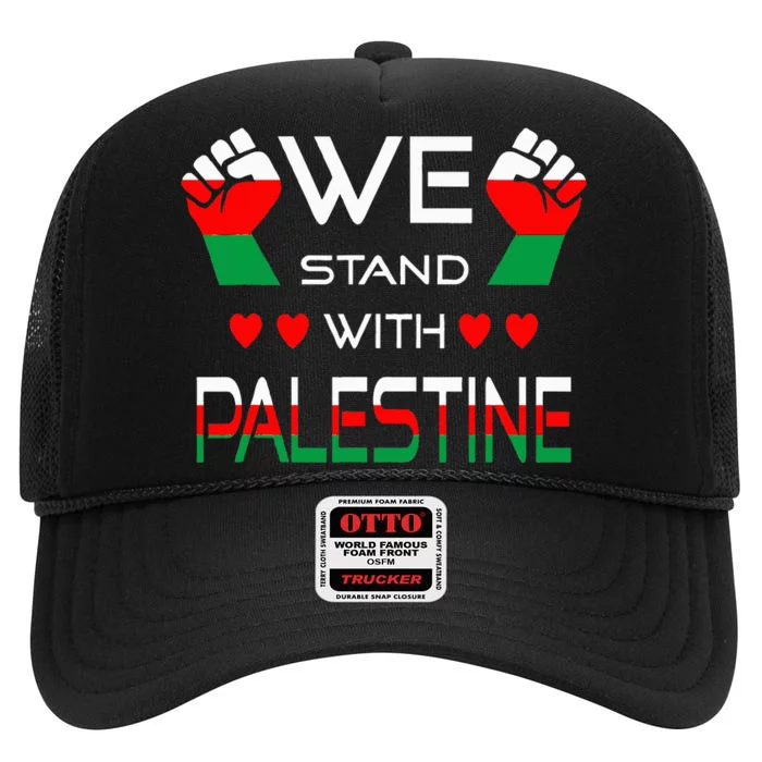 Free Palestine Arabic support Palestine and Gaza Jerusalem High Crown Mesh Trucker Hat