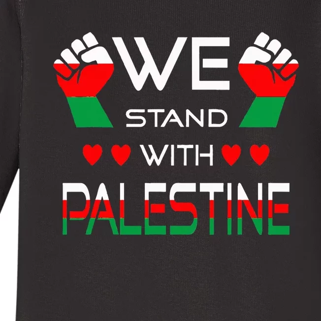 Free Palestine Arabic support Palestine and Gaza Jerusalem Baby Long Sleeve Bodysuit