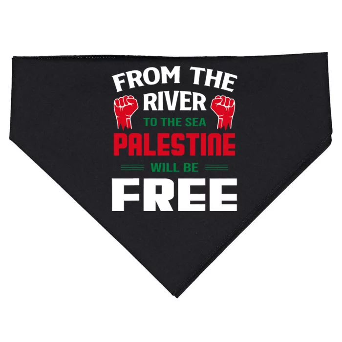 Free Palestine Arabic Support Palestine And Keffiyeh Palestine USA-Made Doggie Bandana