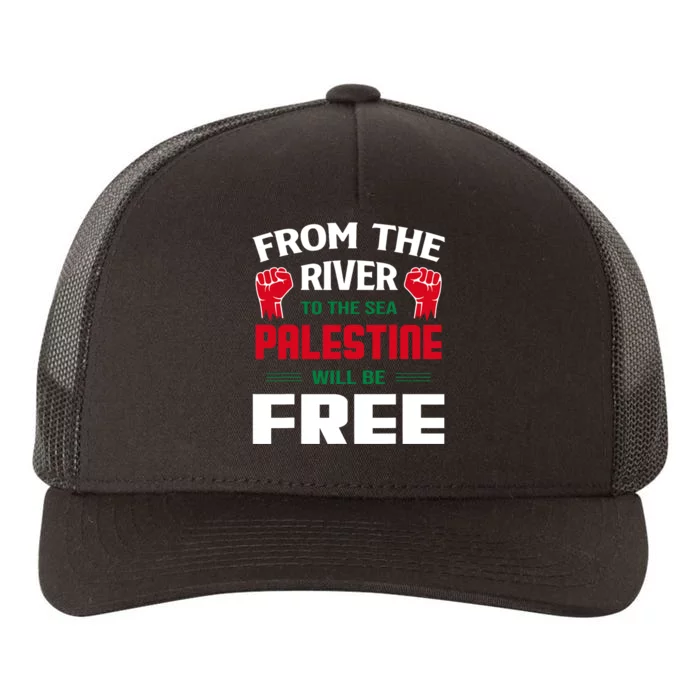 Free Palestine Arabic Support Palestine And Keffiyeh Palestine Yupoong Adult 5-Panel Trucker Hat