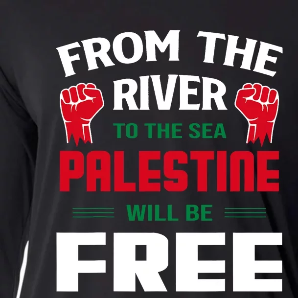 Free Palestine Arabic Support Palestine And Keffiyeh Palestine Cooling Performance Long Sleeve Crew