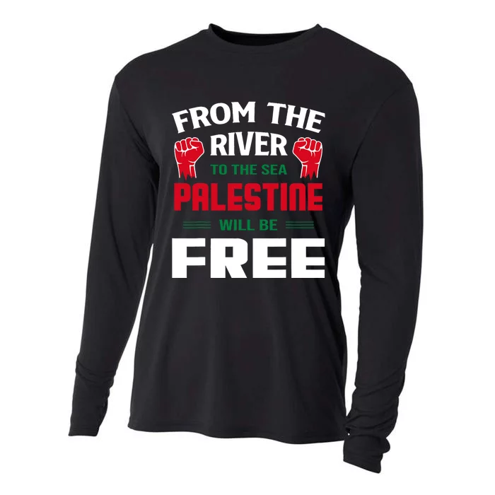 Free Palestine Arabic Support Palestine And Keffiyeh Palestine Cooling Performance Long Sleeve Crew