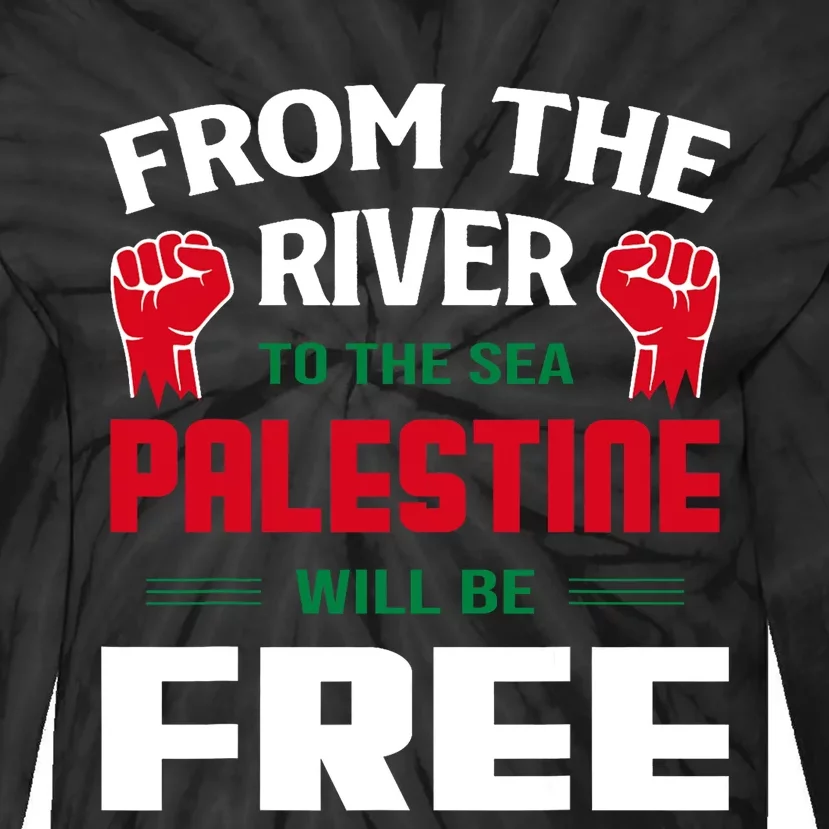 Free Palestine Arabic Support Palestine And Keffiyeh Palestine Tie-Dye Long Sleeve Shirt