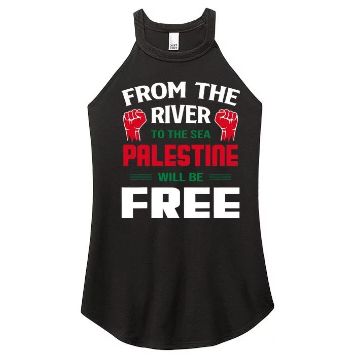 Free Palestine Arabic Support Palestine And Keffiyeh Palestine Women’s Perfect Tri Rocker Tank