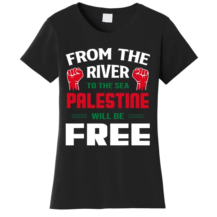 Free Palestine Arabic Support Palestine And Keffiyeh Palestine Women's T-Shirt