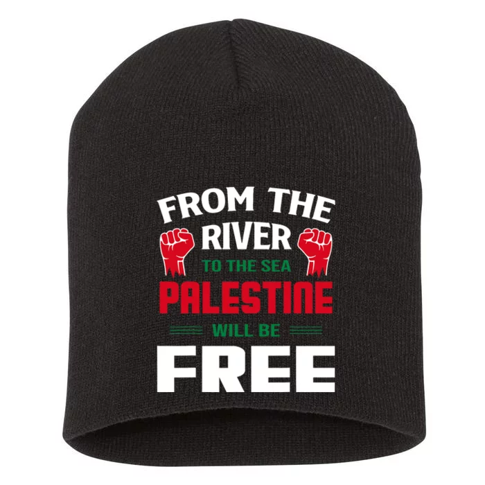 Free Palestine Arabic Support Palestine And Keffiyeh Palestine Short Acrylic Beanie