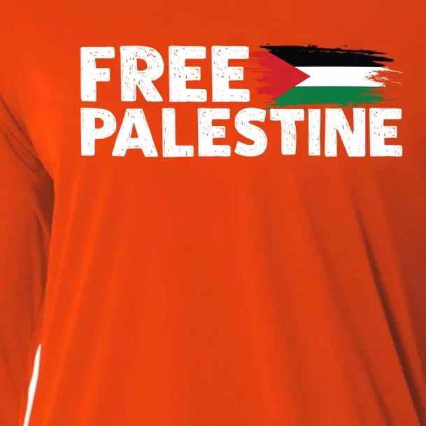 Free Palestine Arabic I Stand With Palestine Free Gaza Great Gift Cooling Performance Long Sleeve Crew