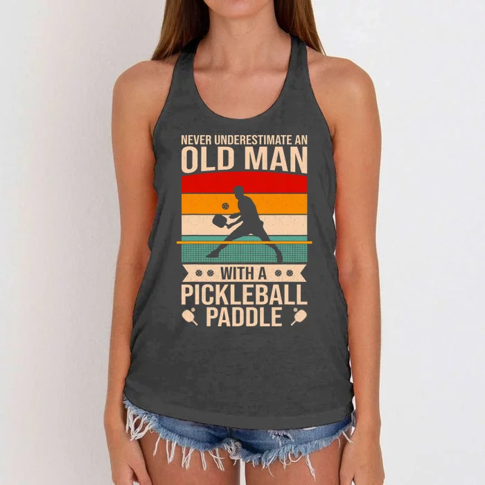 Funny Pickleball Art Paddle Pickleball Player Women's Knotted Racerback Tank